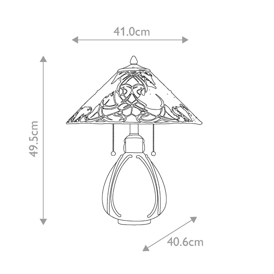 Schéma coté du luminaire avec largeur 41 cm et hauteur 49,5 cm.