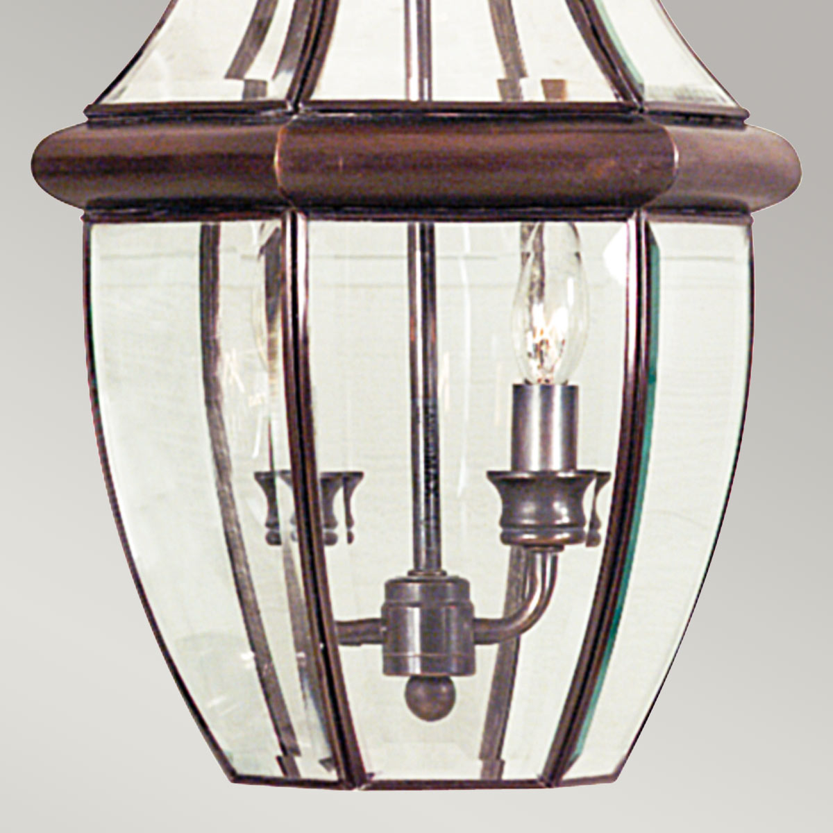 Suspension extérieure Newbury 2 lumières cuivrée, verre