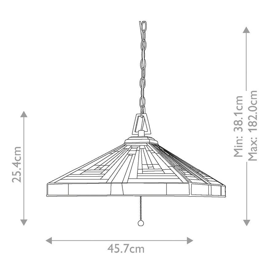Schéma technique coté du luminaire avec hauteur et largeur indiquées.