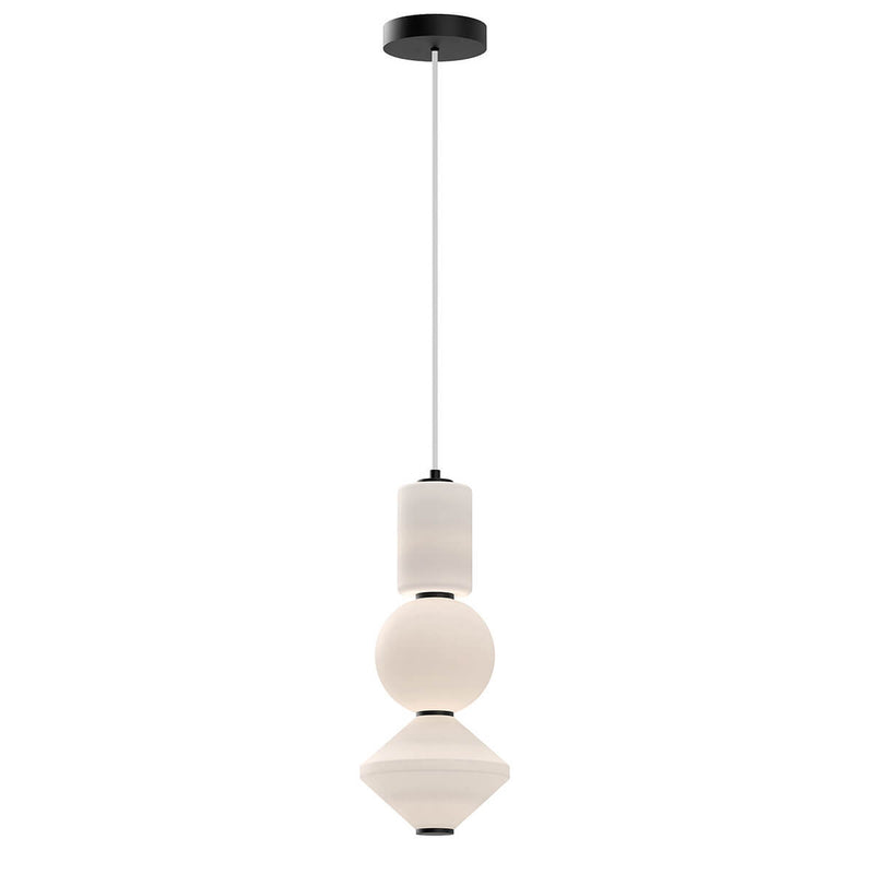 Suspension Bijou noire mat et opale, verre