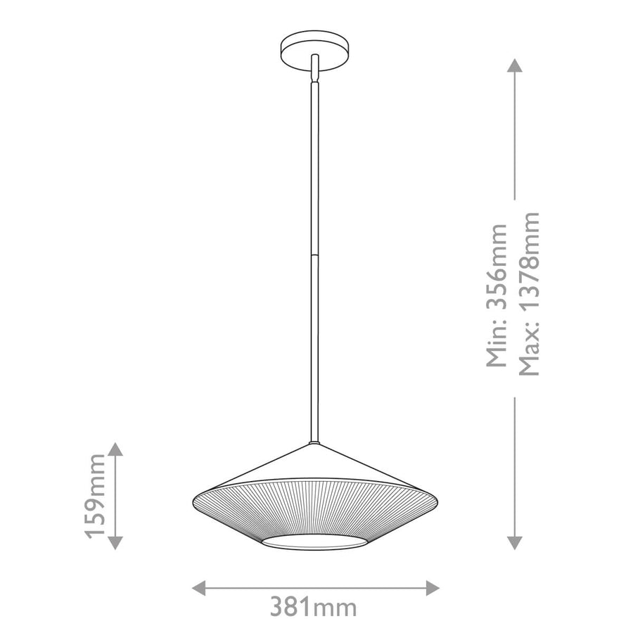 Suspension Daphne noire et bois, verre, Ø 38,1 cm