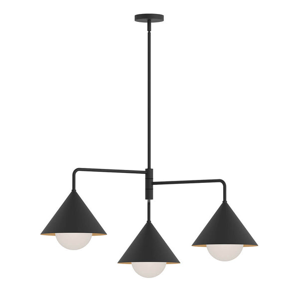 Suspension Remyck 3 lumières noire mat, verre