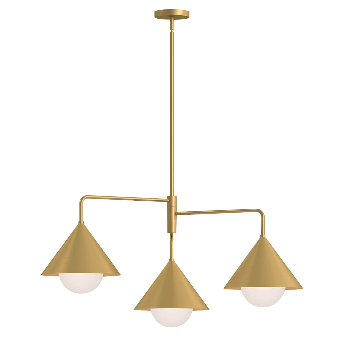 Suspension Remyck 3 lumières dorée, verre
