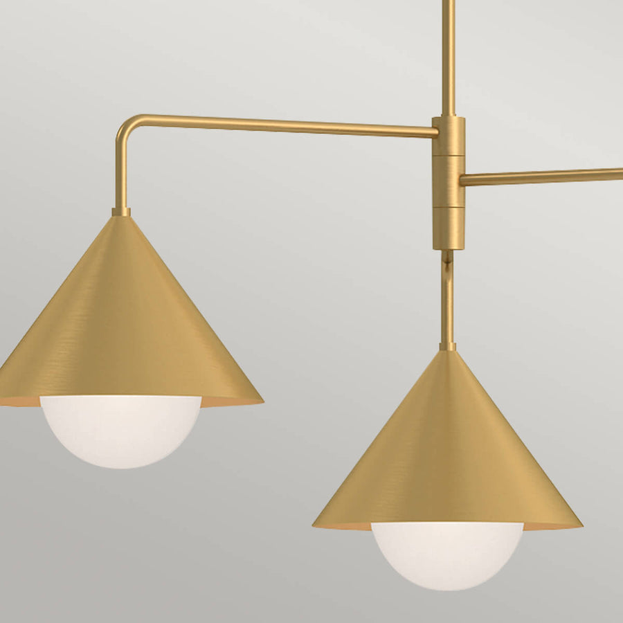 Suspension Remyck 3 lumières dorée, verre