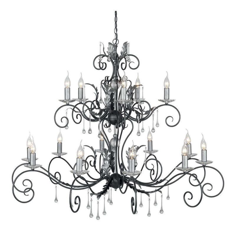 Lustre Amarilli 15 lumières noir et argenté