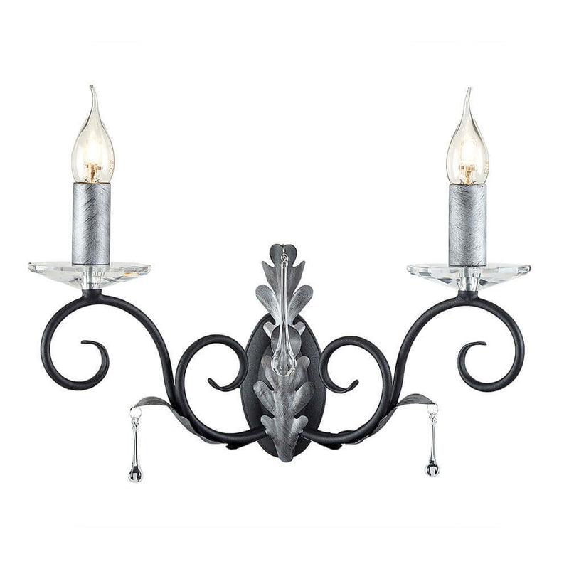 Applique murale Amarilli 2 lumières noire et argentée