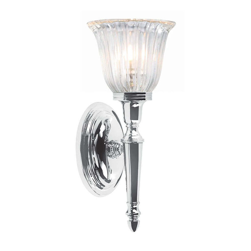 Applique murale Dryden chromée, verre, H 33 cm