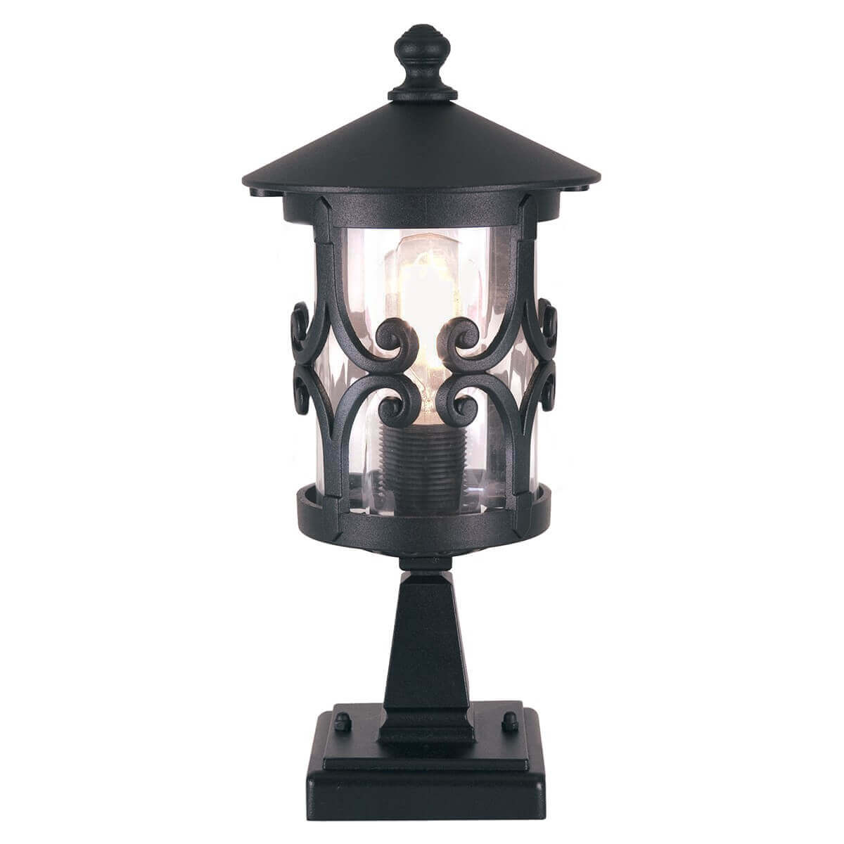 Lampadaire extérieur Hereford noir, verre