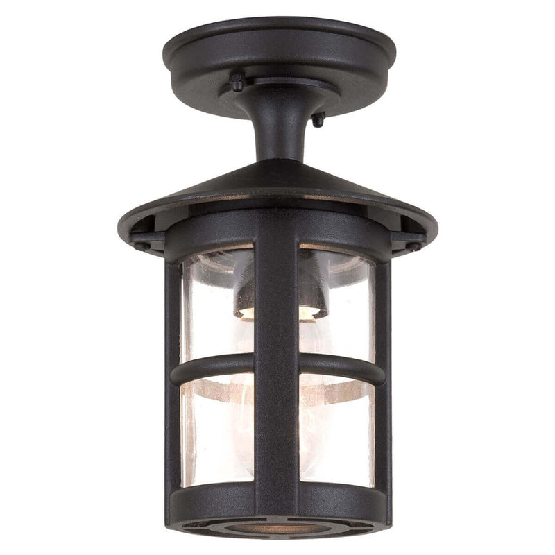 Plafonnier extérieur Hereford noir, verre, H 23,5 cm