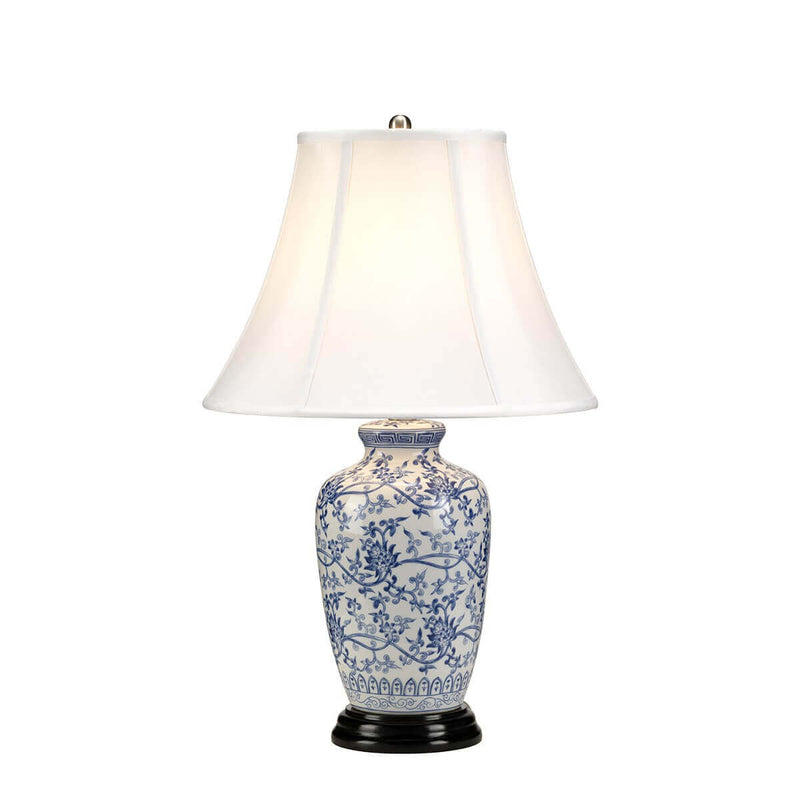 Lampe à poser Blue Ginger Jar bleu et blanche, porcelaine