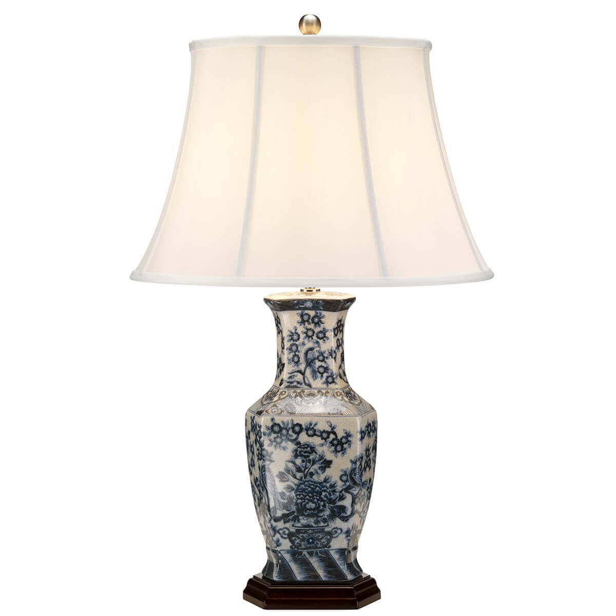 Lampe à poser Blue Hex bleu et blanche, porcelaine