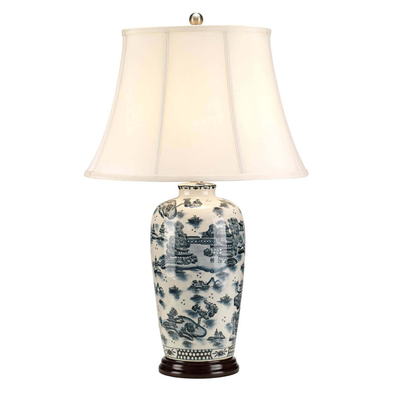 Lampe à poser Blue Traditional bleu et blanche, porcelaine