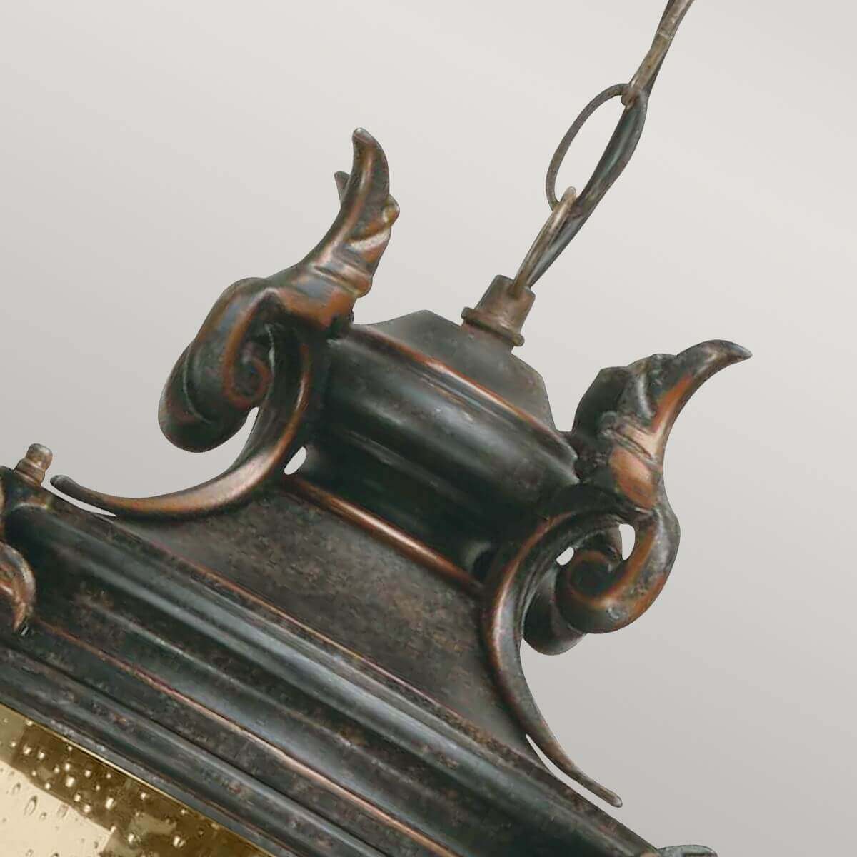 Suspension extérieure Baltimore bronze, verre, H 57,5 cm