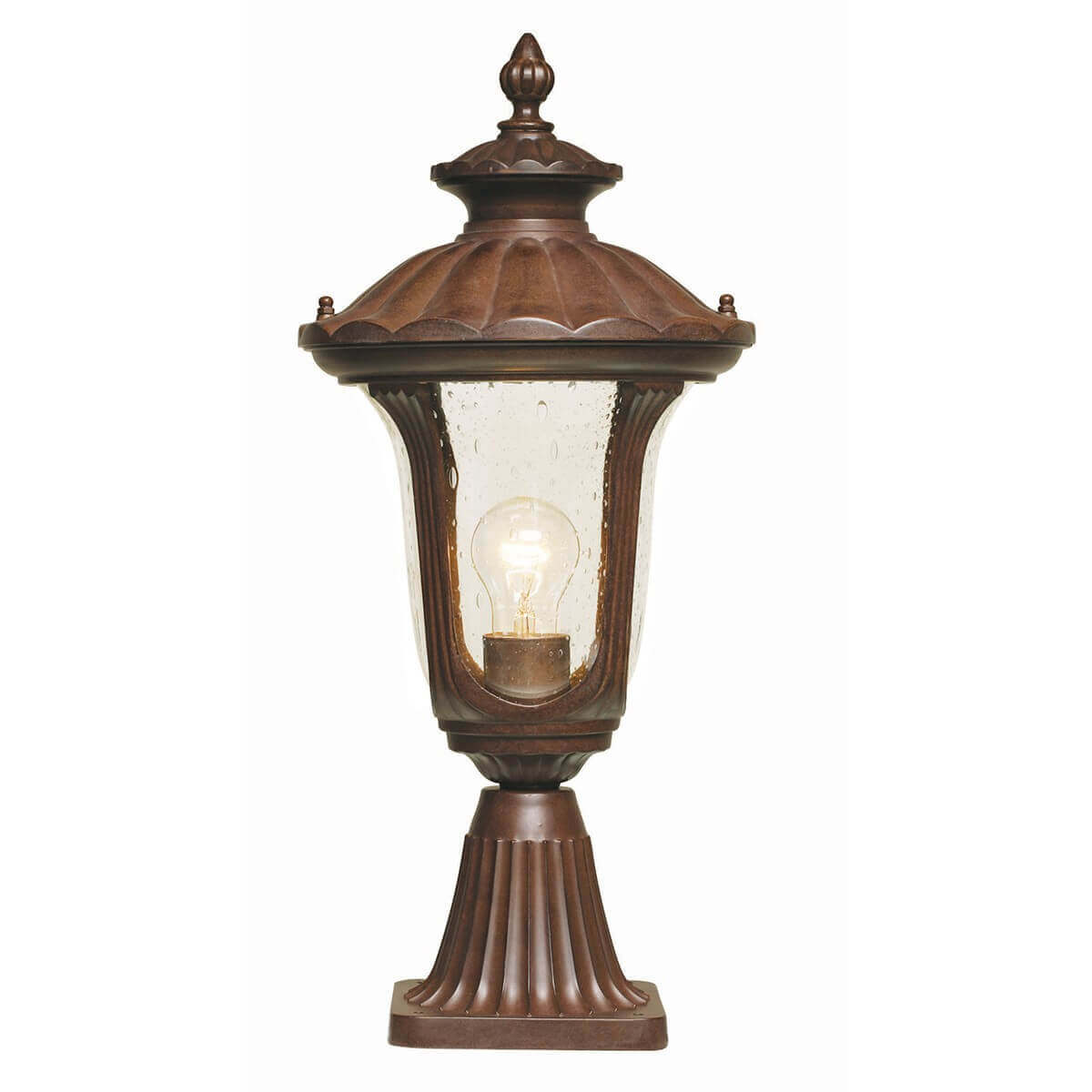 Lampadaire extérieur Chicago rouille et bronze, verre, H 51 cm