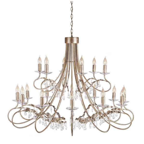 Lustre Christina 18 lumières argenté et doré, cristal