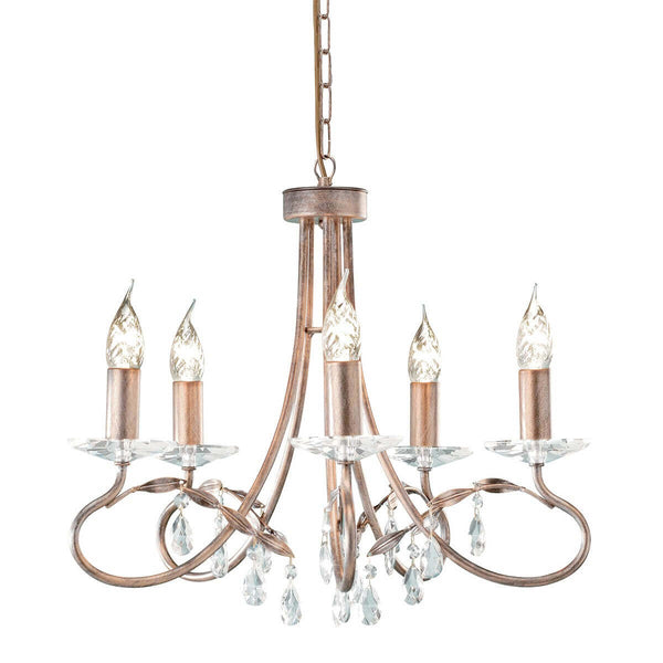 Lustre Christina 5 lumières argenté et doré, cristal