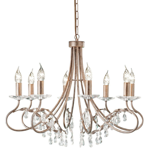Lustre Christina 8 lumières argenté et doré, cristal