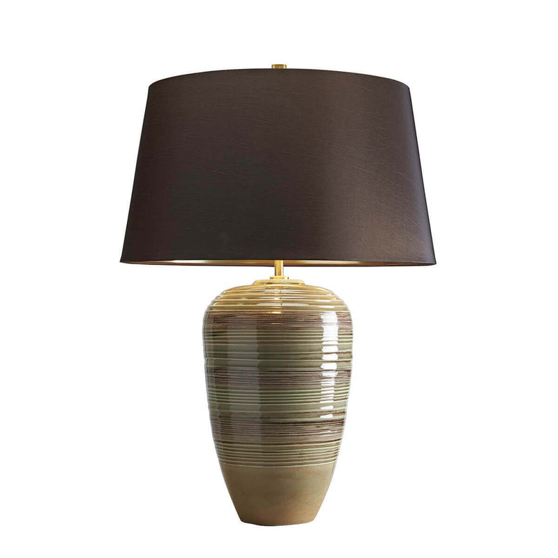 Lampe à poser Demeter verte et marron, porcelaine