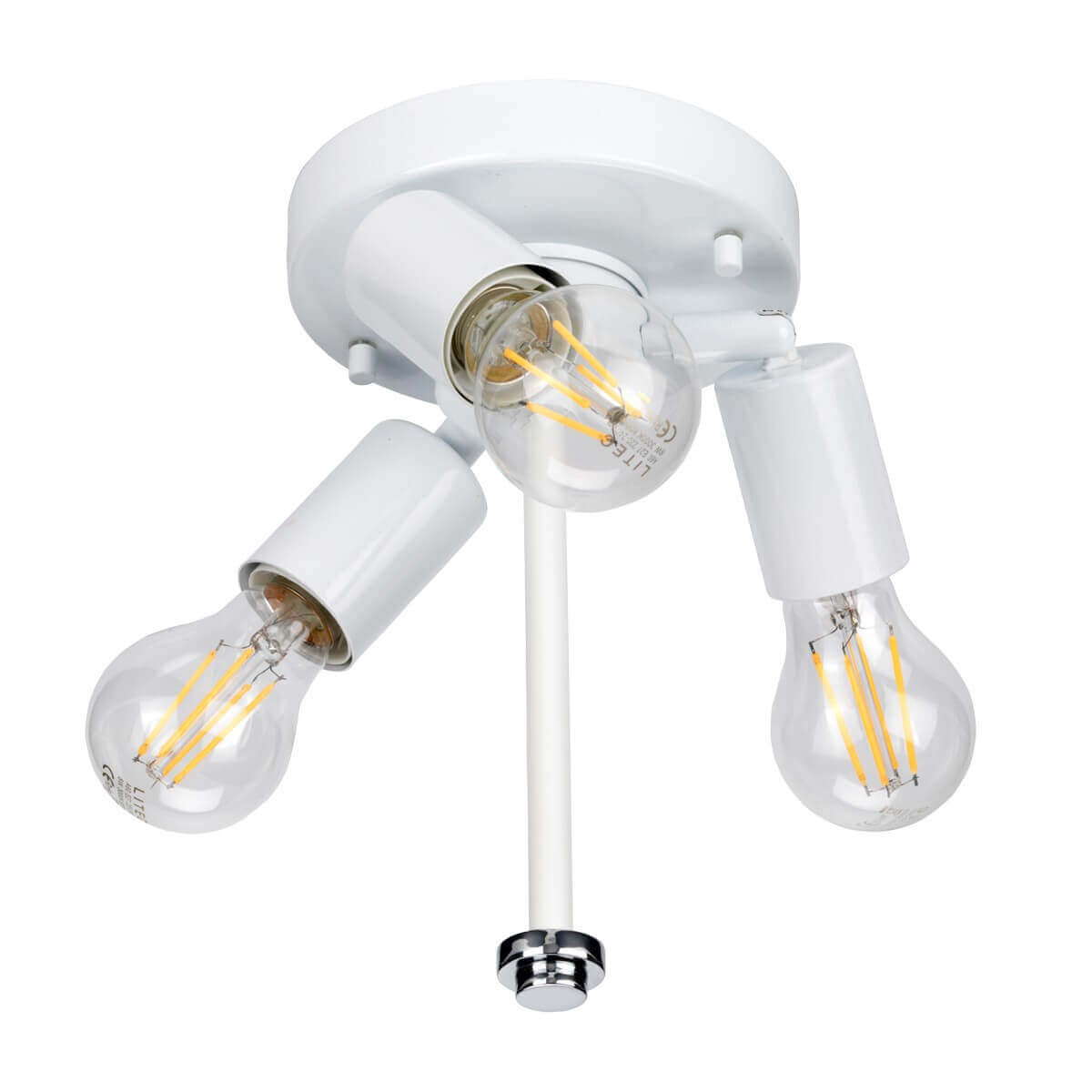 Plafonnier Fletcher 3 lumières chromé et crème, Ø 35,6 cm