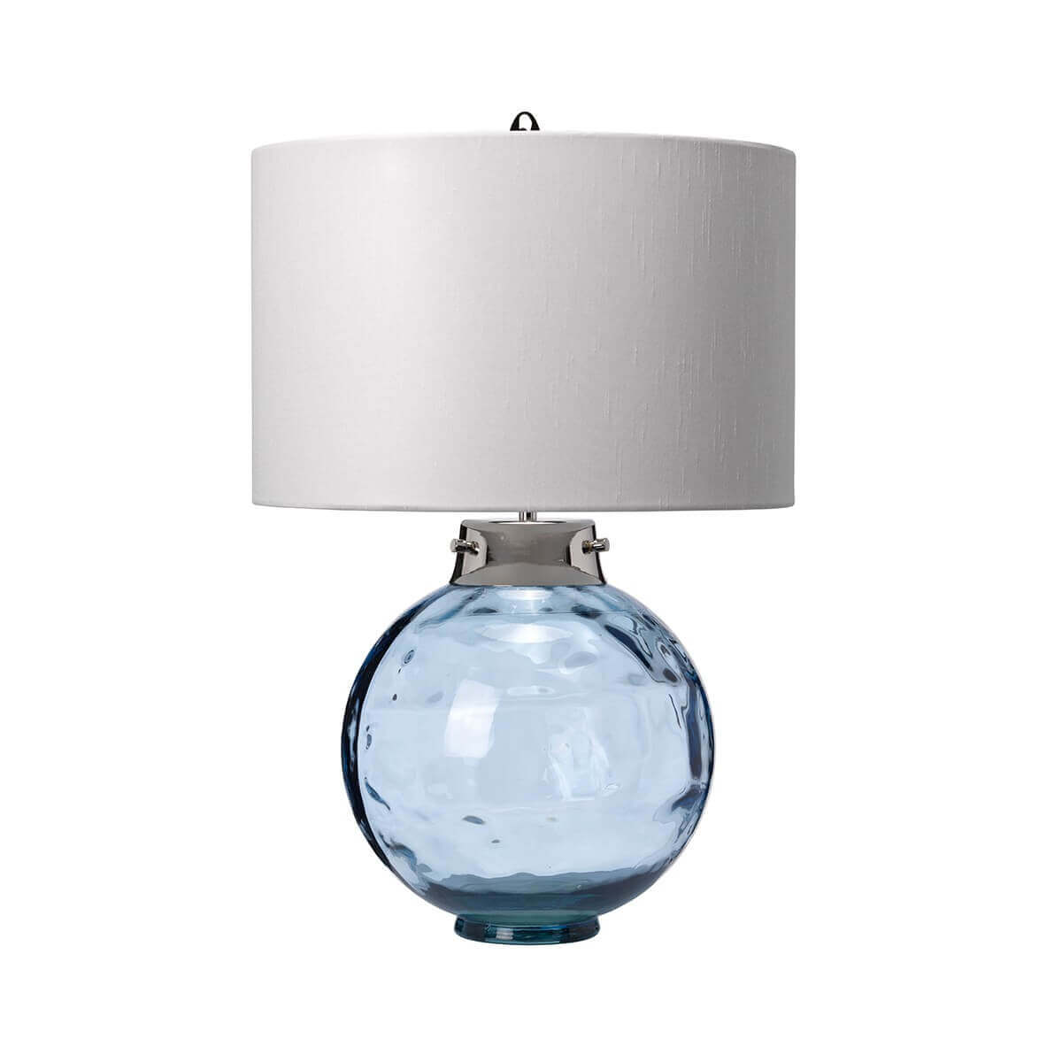 Lampe à poser Kara nickel poli et bleu, verre