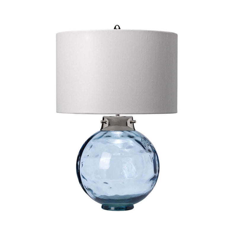 Lampe à poser Kara nickel poli et bleu, verre