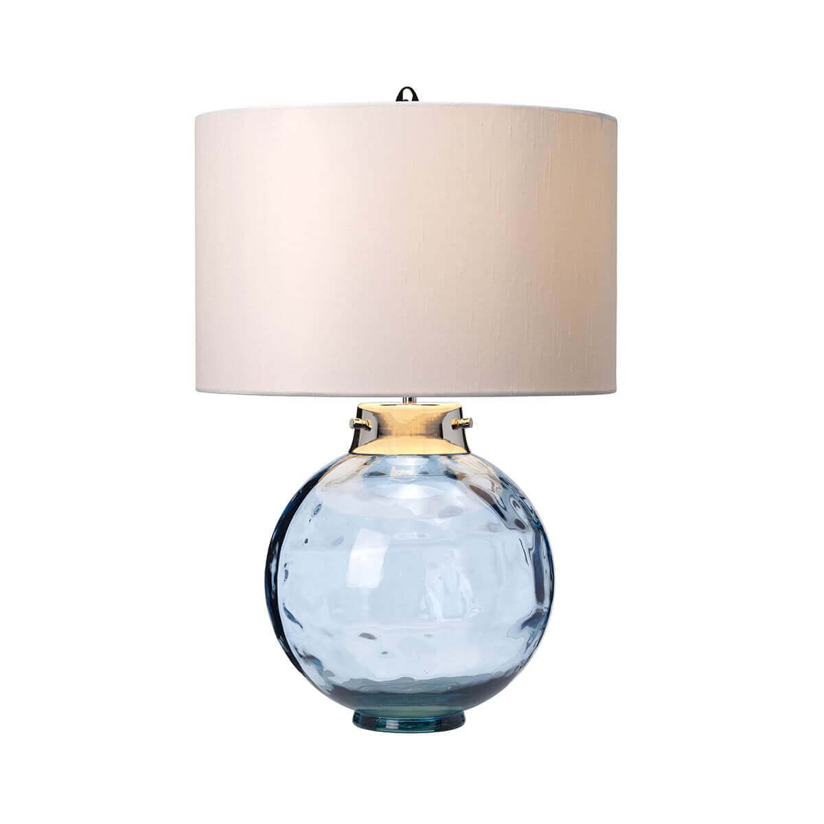 Lampe à poser Kara nickel poli et bleu, verre
