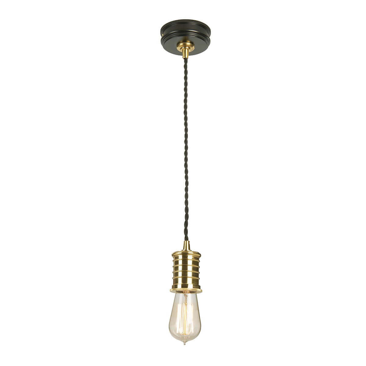 Suspension Douille noire et laiton poli
