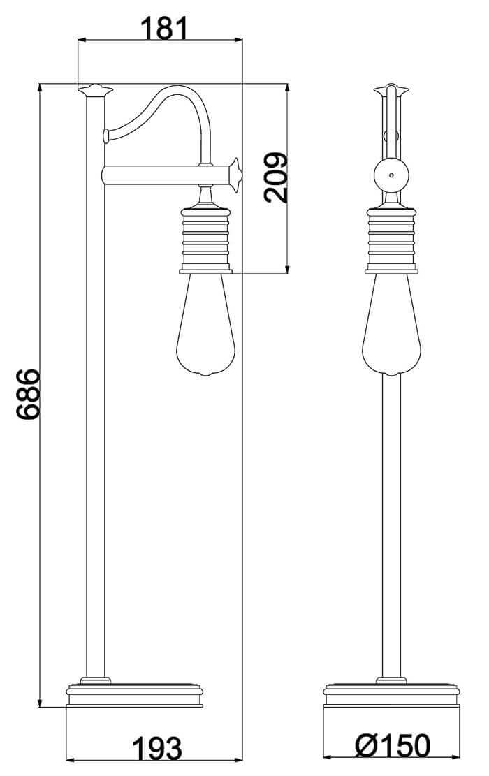 Lampe à poser Douille noire et laiton poli