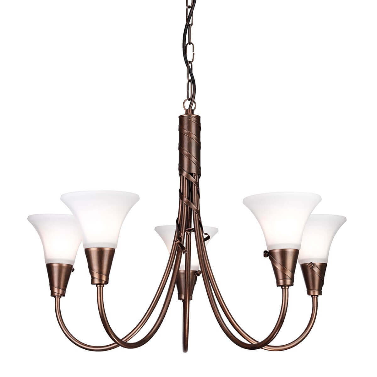 Lustre Emily 5 lumières cuivré, verre