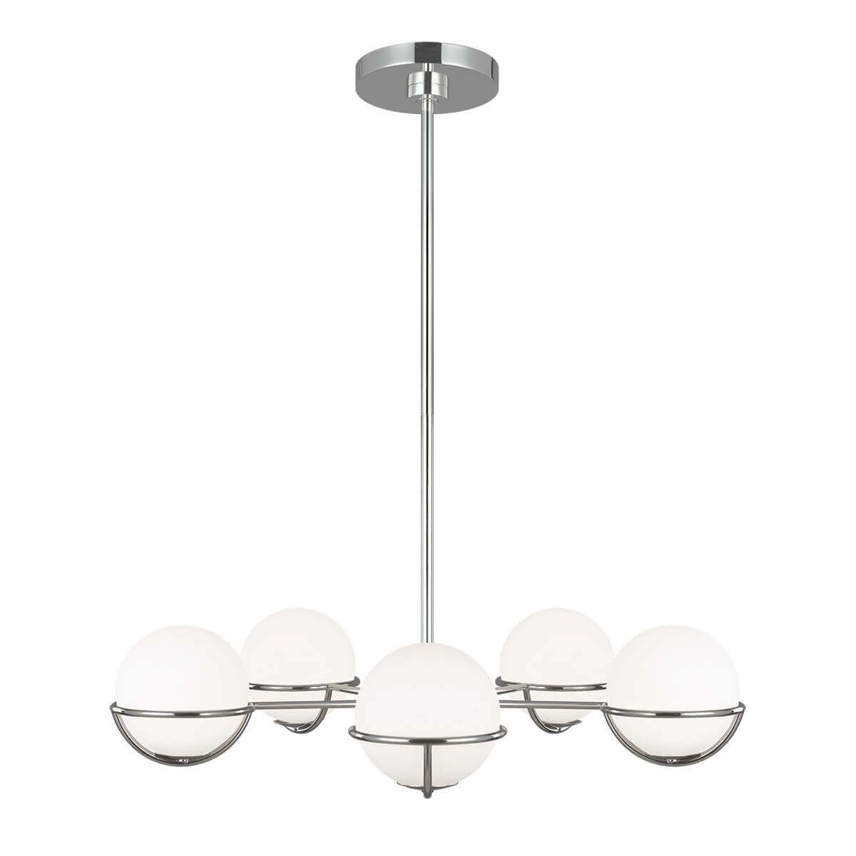 Lustre Apollo 5 lumières nickel poli, verre