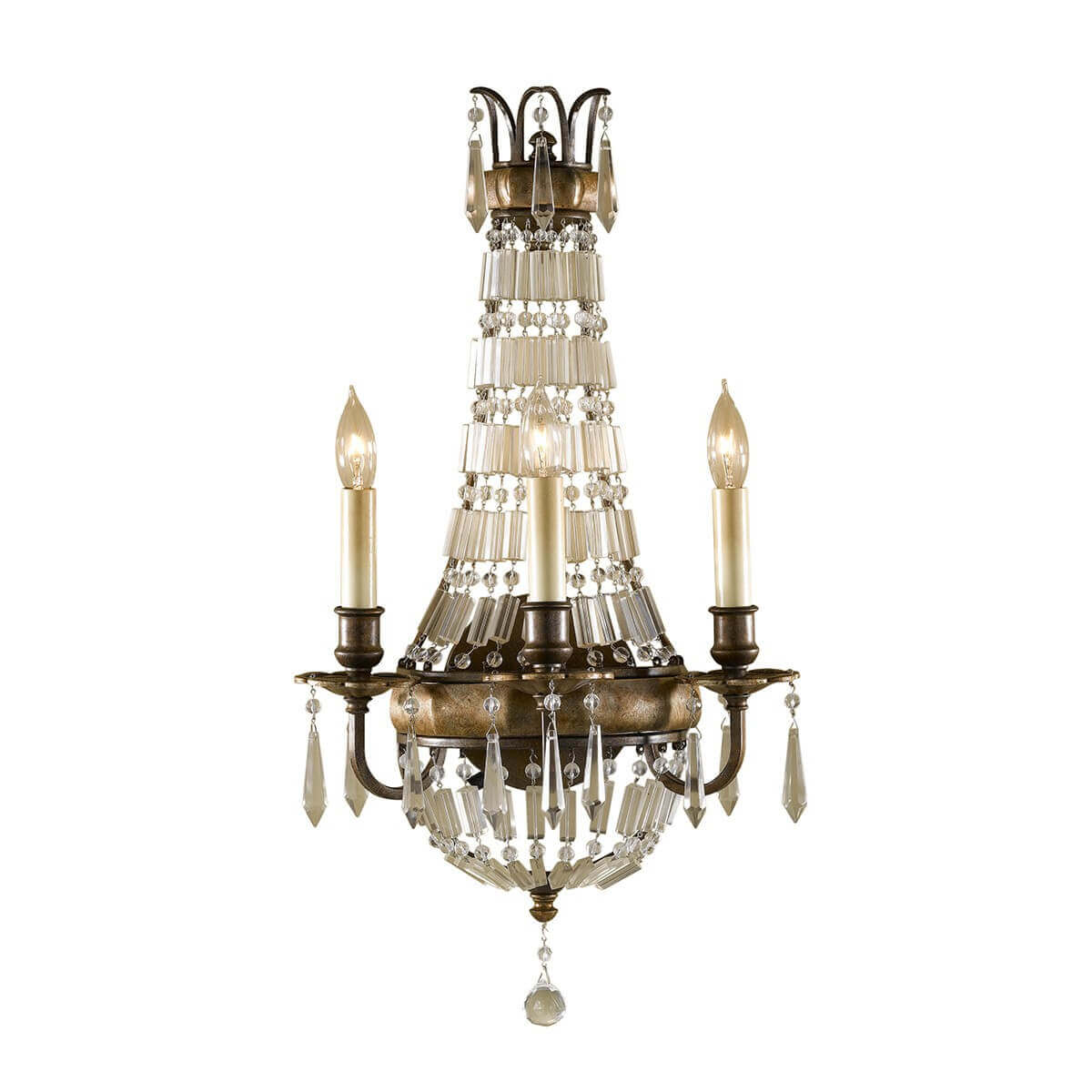 Applique murale Bellini 3 lumières bronze, cristal