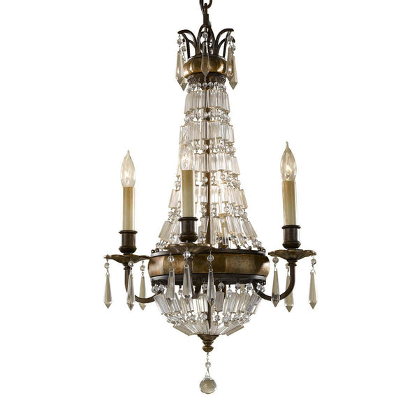 Lustre Bellini 4 lumières bronze, cristal