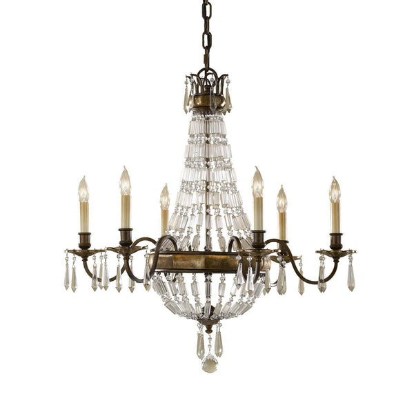 Lustre Bellini 6 lumières bronze, cristal