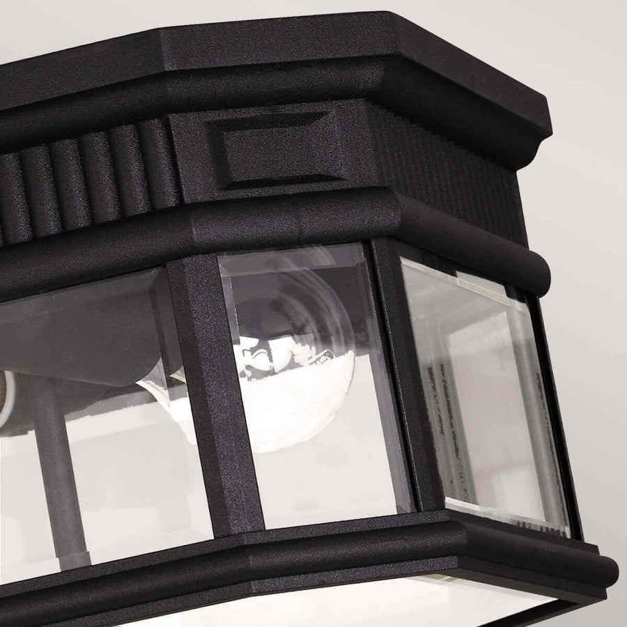 Plafonnier extérieur Cotswold Lane 2 lumières noir, verre