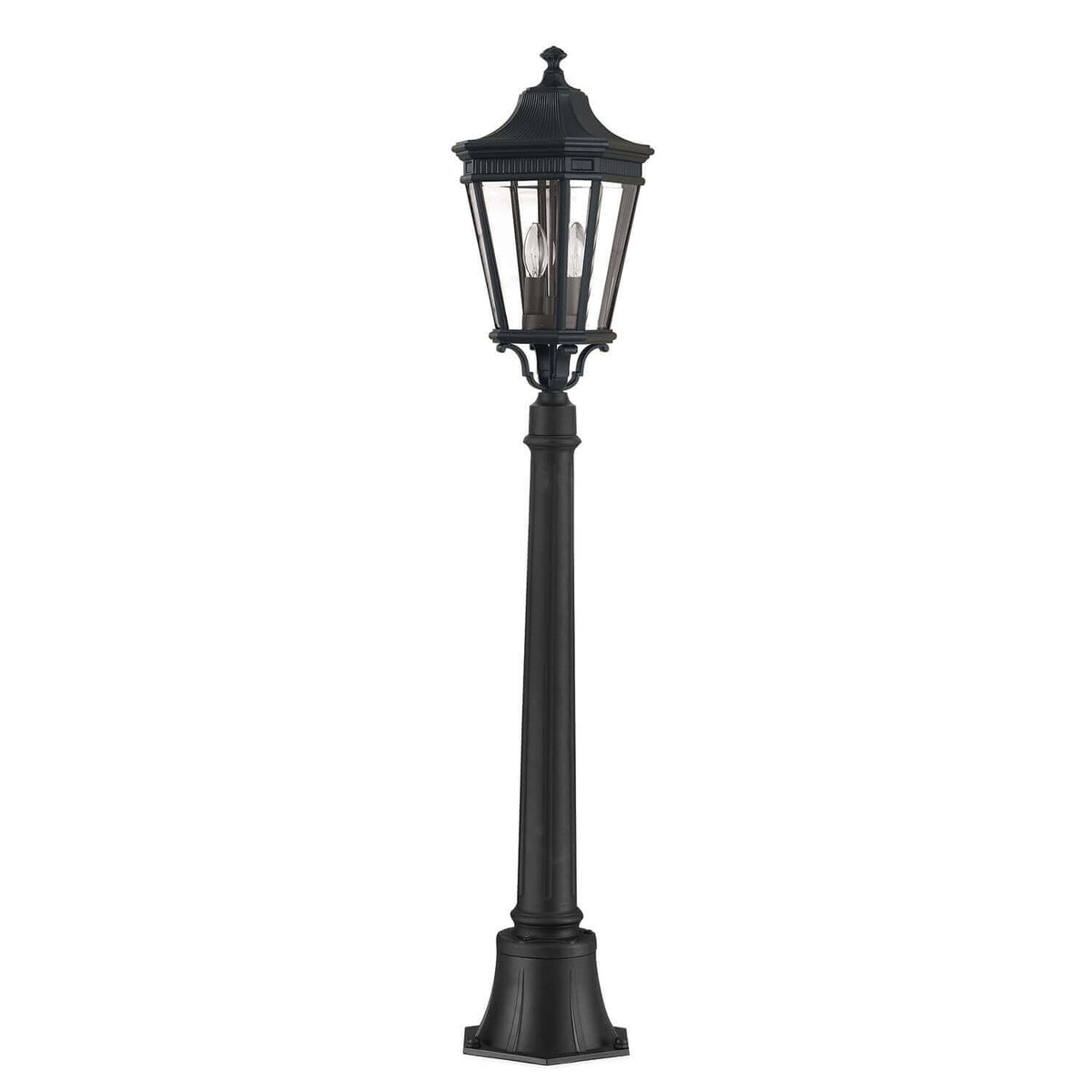 Lampadaire extérieur Cotswold Lane 2 lumières noir, verre, H 110 cm