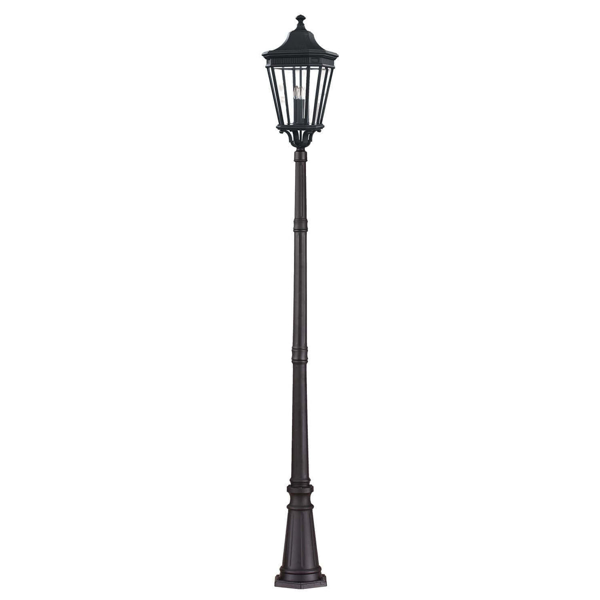 Lampadaire extérieur Cotswold Lane 3 lumières noir, verre, H 257 cm