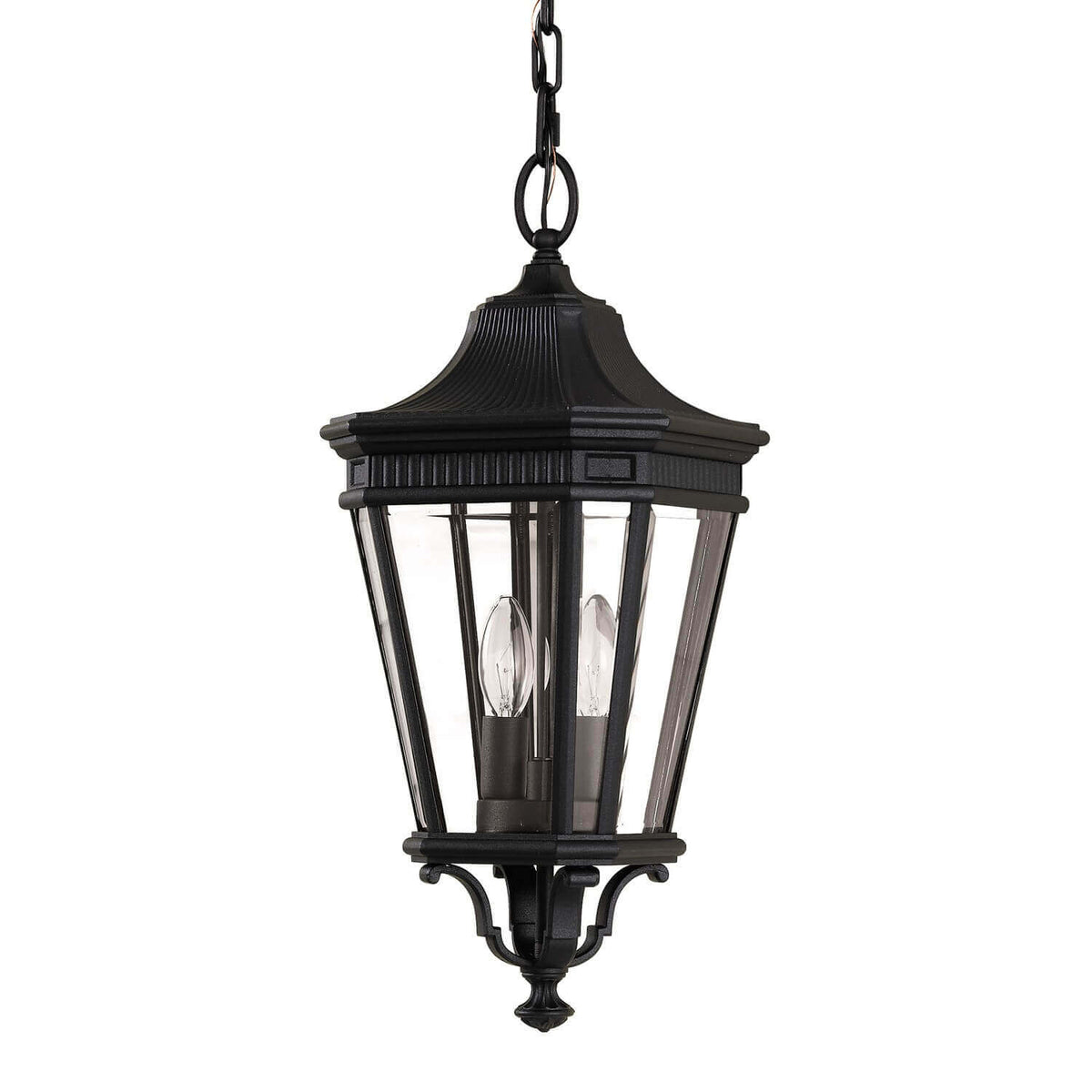 Suspension extérieure Cotswold Lane 2 lumières noire, verre
