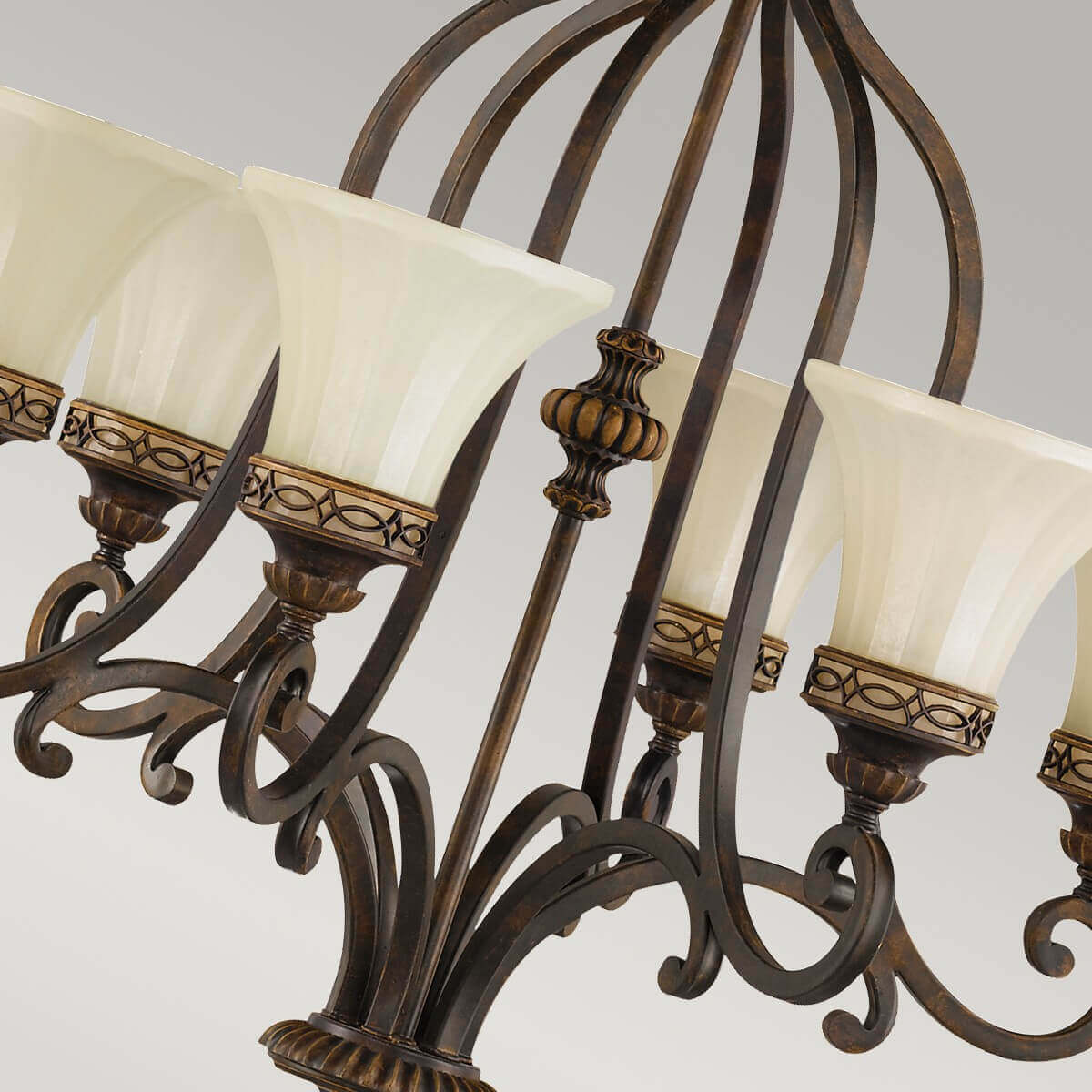 Lustre Drawing Room 6 lumières bois foncé, verre