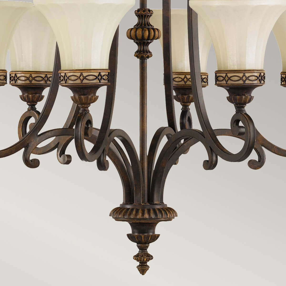 Lustre Drawing Room 6 lumières bois foncé, verre