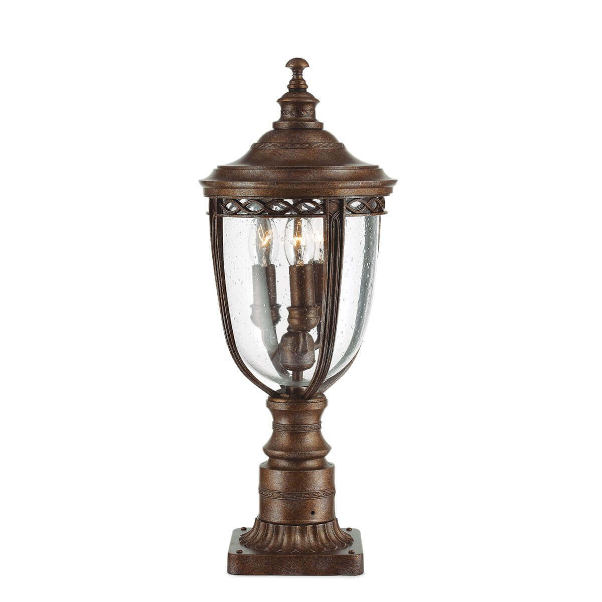 Luminaire extérieur en bronze présenté de face sur fond blanc