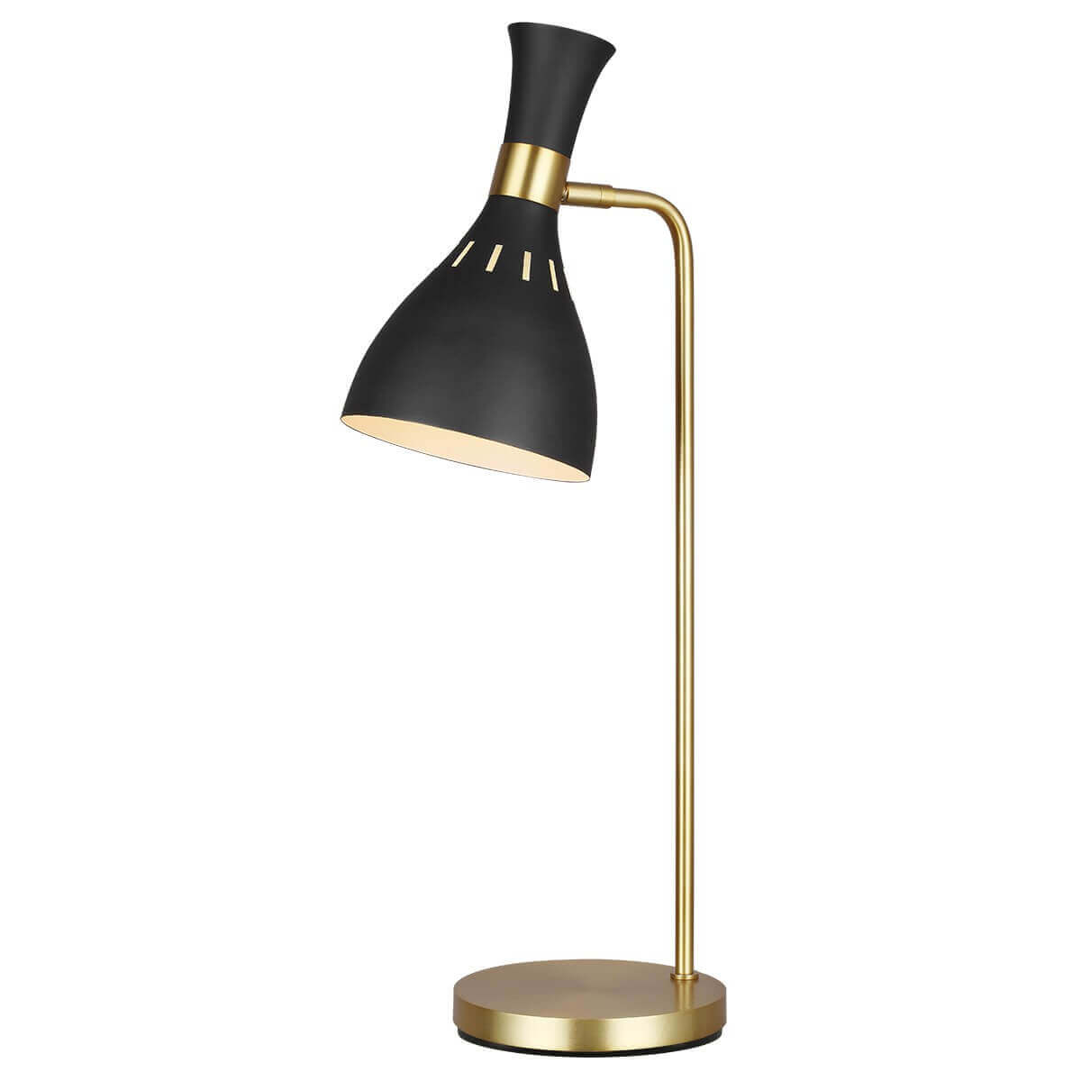 Lampe à poser noire et laiton vue de face sur fond blanc