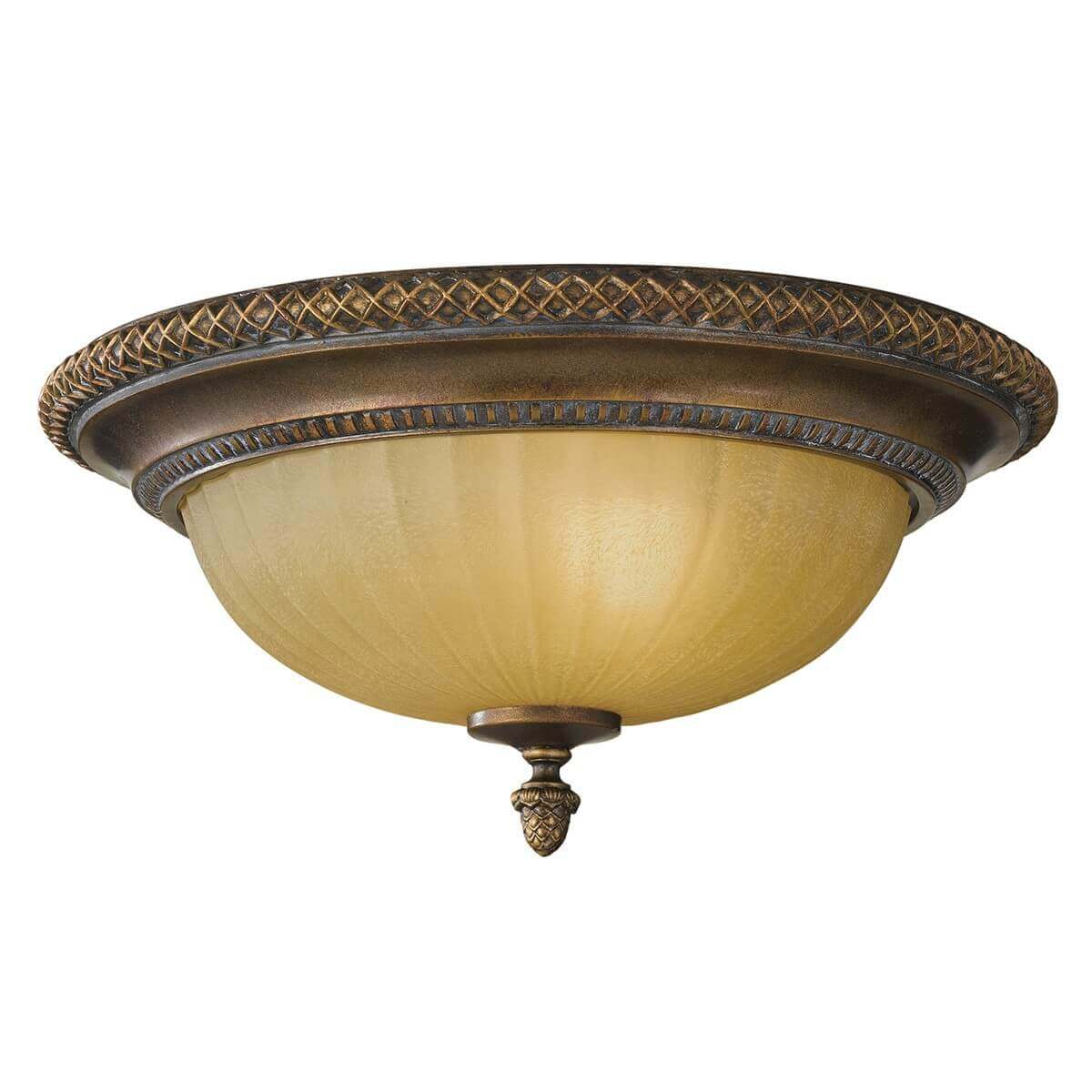 Plafonnier Kelham Hall 2 lumières doré et bronze, verre, Ø 34,3 cm