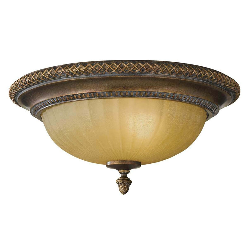 Plafonnier Kelham Hall 2 lumières doré et bronze, verre, Ø 34,3 cm