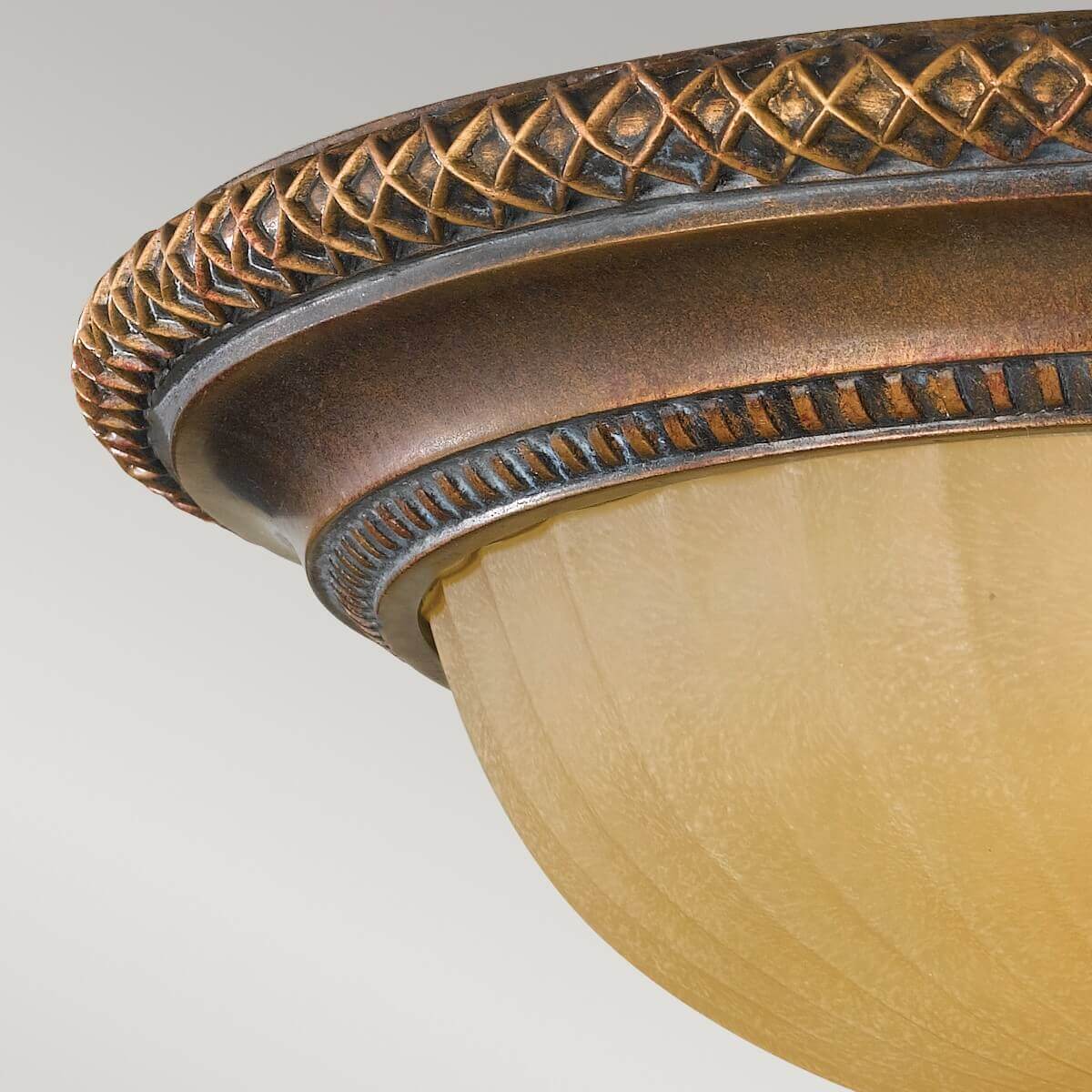 Plafonnier Kelham Hall 2 lumières doré et bronze, verre, Ø 34,3 cm