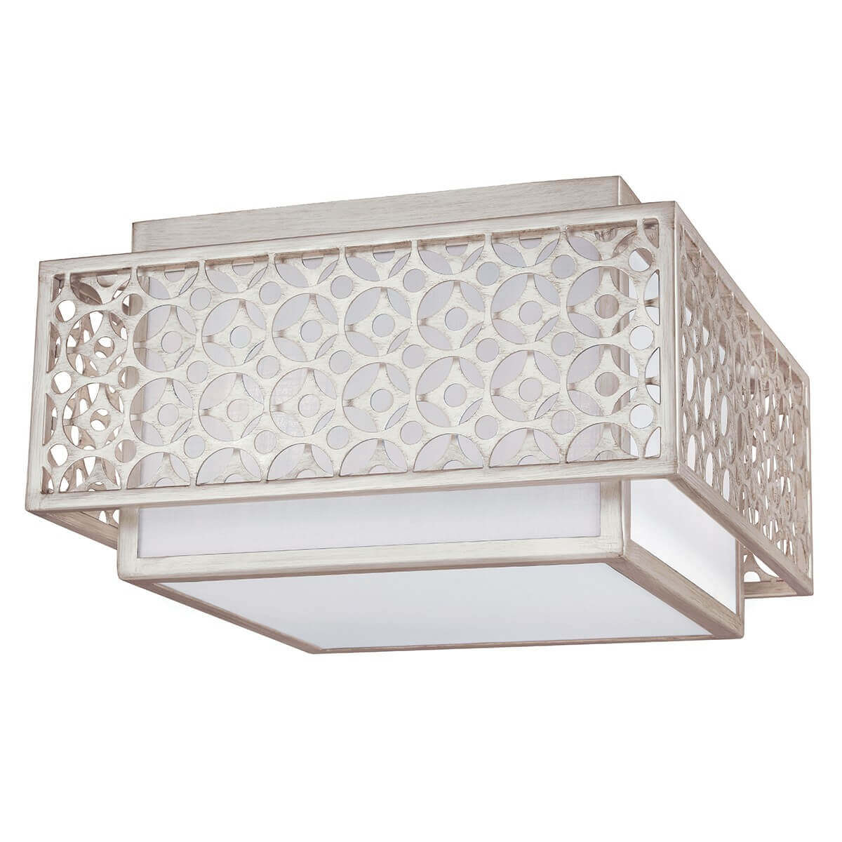 Plafonnier Kenney 2 lumières argenté, lin