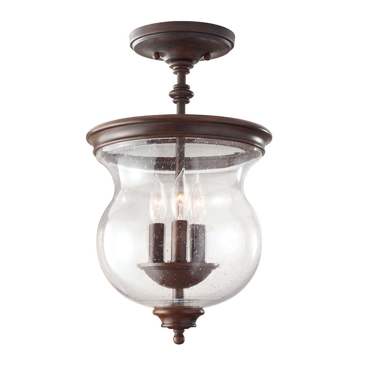 Plafonnier Pickering Lane 3 lumières bronze, verre