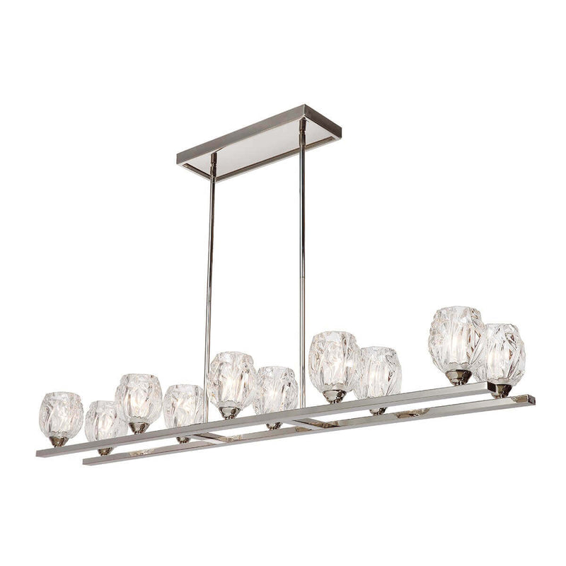 Lustre Rubin 10 lumières nickel poli, verre