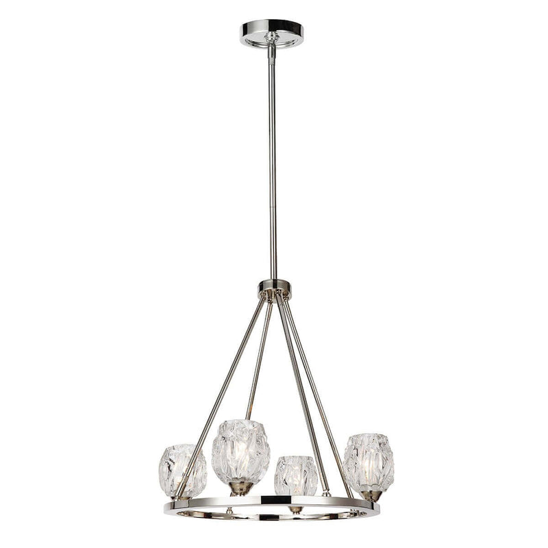Lustre Rubin 4 lumières nickel poli, verre