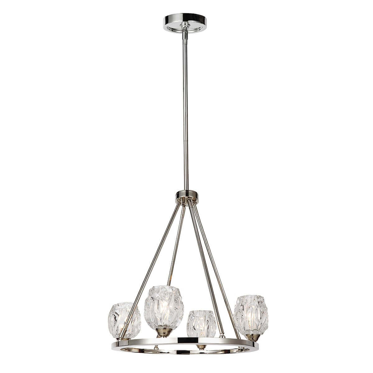 Lustre Rubin 4 lumières nickel poli, verre