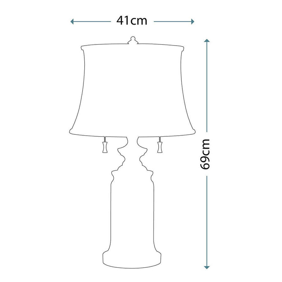 Schéma coté de la lampe, hauteur 69 cm et largeur 41 cm